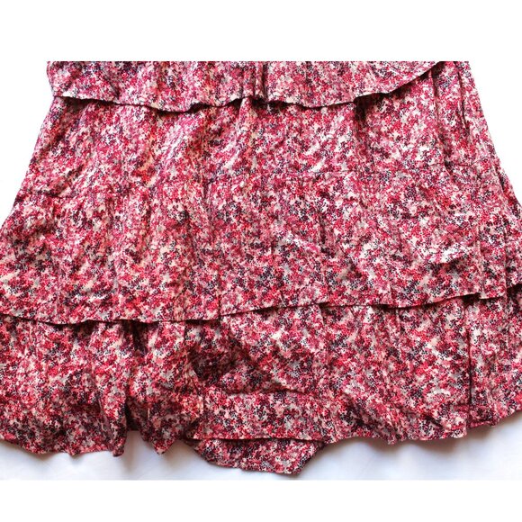 BA&SH Nina Tiered Printed Crepe Mini Dress / Small / Fuschia - Picture 8 of 11